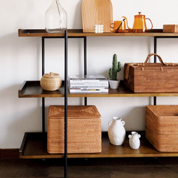 藤編み フタ付き収納ボックス｜小物・衣類・雑誌整理｜手作り 籐バスケット ナチュラル インテリア 6枚目の画像