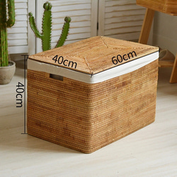 藤編み フタ付き収納ボックス｜小物・衣類・雑誌整理｜手作り 籐バスケット ナチュラル インテリア 12枚目の画像