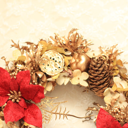 magnifque～レッドポインセチアのゴールドリース 2枚目の画像