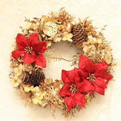 magnifque～レッドポインセチアのゴールドリース 1枚目の画像