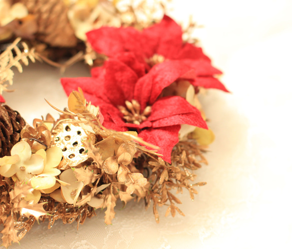 magnifque～レッドポインセチアのゴールドリース 6枚目の画像