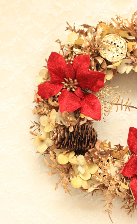 magnifque～レッドポインセチアのゴールドリース 4枚目の画像