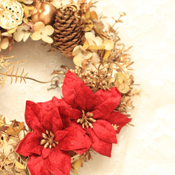 magnifque～レッドポインセチアのゴールドリース 5枚目の画像