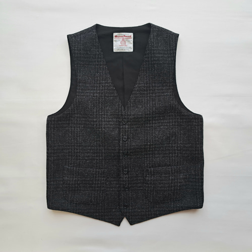 SALE30％OFF ハリスツイード ベスト グレンチェック チャコールグレー