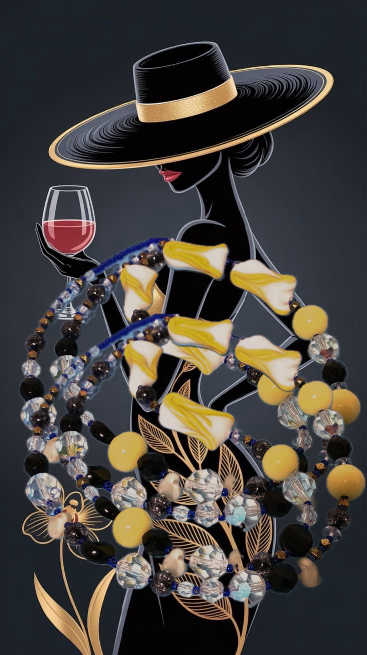 イエローヴィンテージネックレス