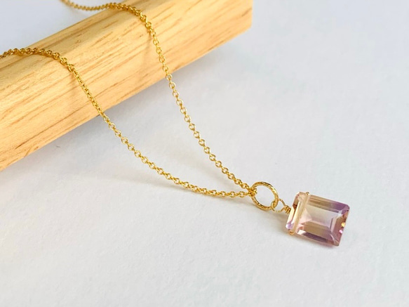 【天然石チャーム】アメトリン ファセットカットｍ 1個 14kgf/Silver925　ハンドメイド素材 2枚目の画像