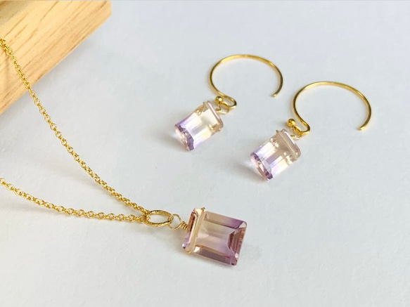 【天然石チャーム】アメトリン ファセットカットｍ 1個 14kgf/Silver925　ハンドメイド素材 4枚目の画像