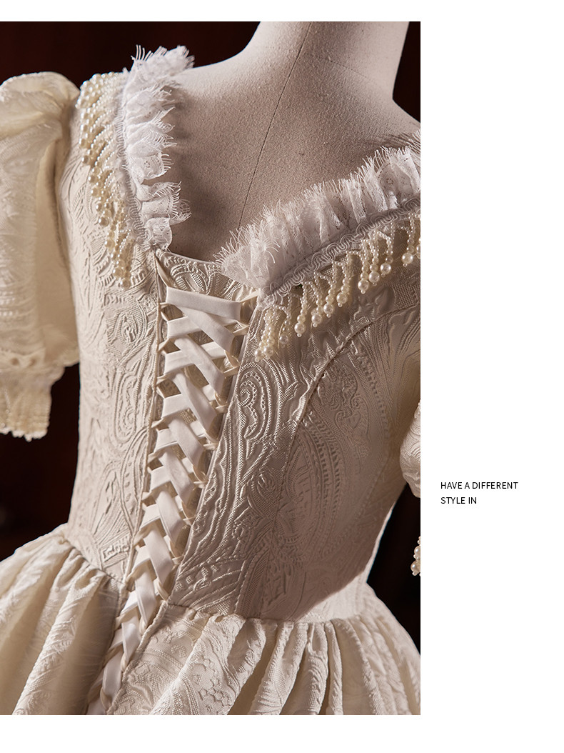 綺麗 白 パフスリーブ ふわふわ ウェディングドレス プリンセス 結婚式 花嫁 誕生日 二次会 前撮り 08534