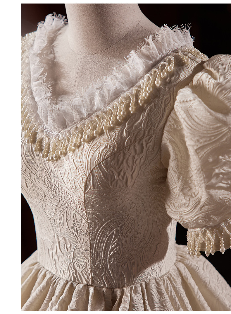 綺麗 白 パフスリーブ ふわふわ ウェディングドレス プリンセス 結婚式 花嫁 誕生日 二次会 前撮り 08534