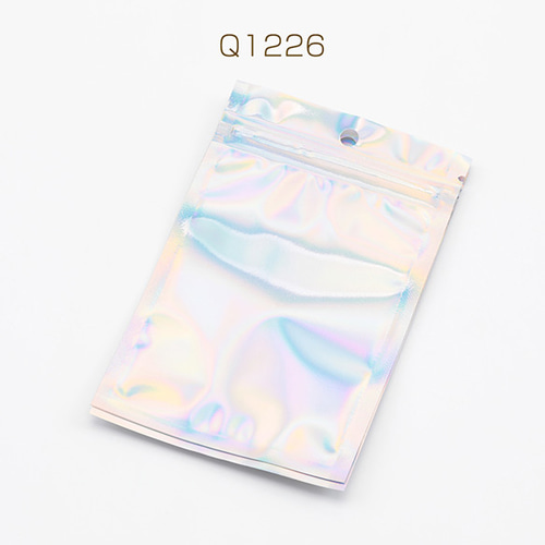 Q1226 60個 OPP袋 穴あき チャック付き オーロラカラー 片面クリア 