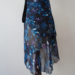 バレエ　ラップスカート[ナイトフラワー・ネイビー55-123] A183navynightflower 11枚目の画像