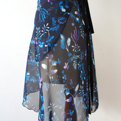 バレエ　ラップスカート[ナイトフラワー・ネイビー55-123] A183navynightflower 4枚目の画像