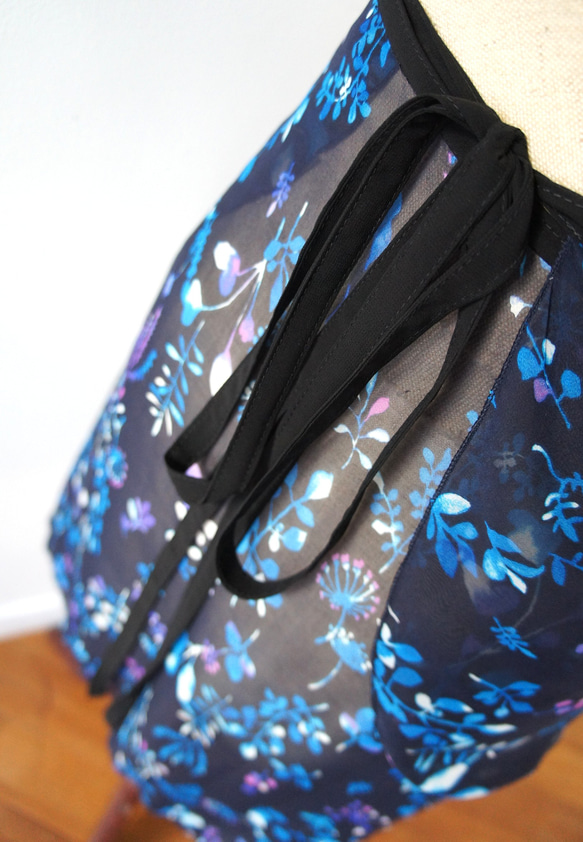 バレエ　ラップスカート[ナイトフラワー・ネイビー55-123] A183navynightflower 10枚目の画像