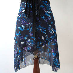 バレエ　ラップスカート[ナイトフラワー・ネイビー55-123] A183navynightflower 8枚目の画像