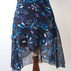 バレエ　ラップスカート[ナイトフラワー・ネイビー55-123] A183navynightflower 2枚目の画像