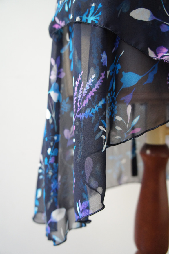 バレエ　ラップスカート[ナイトフラワー・ネイビー55-123] A183navynightflower 12枚目の画像