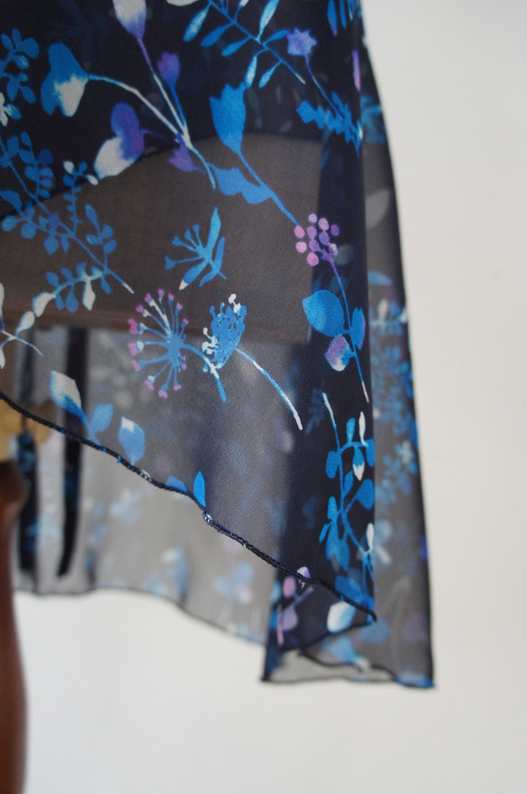 バレエ　ラップスカート[ナイトフラワー・ネイビー55-123] A183navynightflower 9枚目の画像