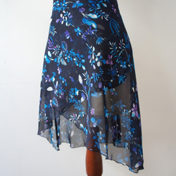 バレエ　ラップスカート[ナイトフラワー・ネイビー55-123] A183navynightflower 1枚目の画像
