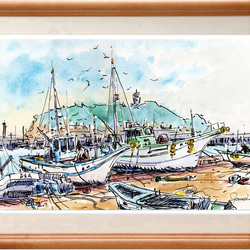 水彩画原画 ヴェネツィア風景・ゴンドラ ＃572 絵画 syoumei 通販