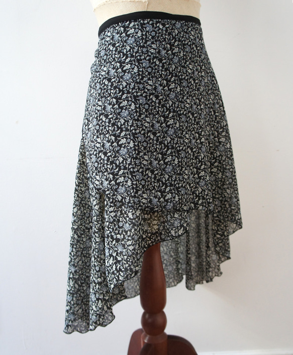 バレエ　ラップスカート[イングリッシュフラワー・ブラック64-119] A185englishflowerbBK 1枚目の画像
