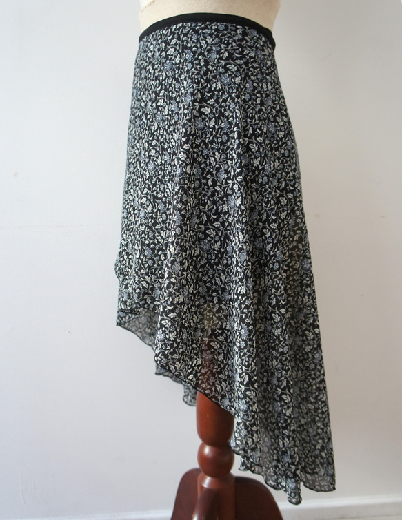 バレエ　ラップスカート[イングリッシュフラワー・ブラック64-119] A185englishflowerbBK 3枚目の画像