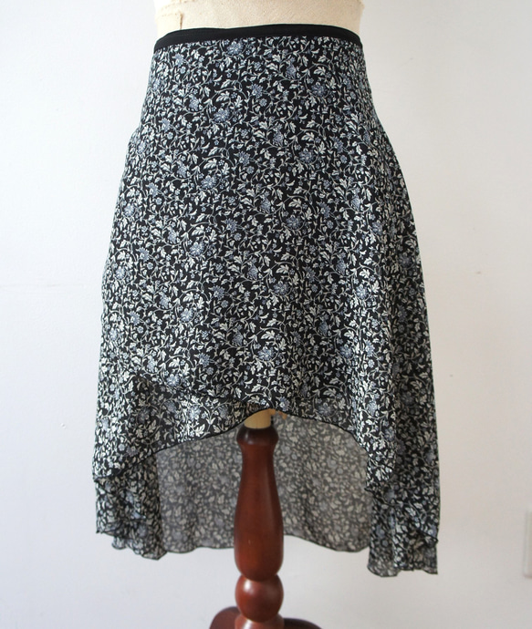 バレエ　ラップスカート[イングリッシュフラワー・ブラック64-119] A185englishflowerbBK 2枚目の画像