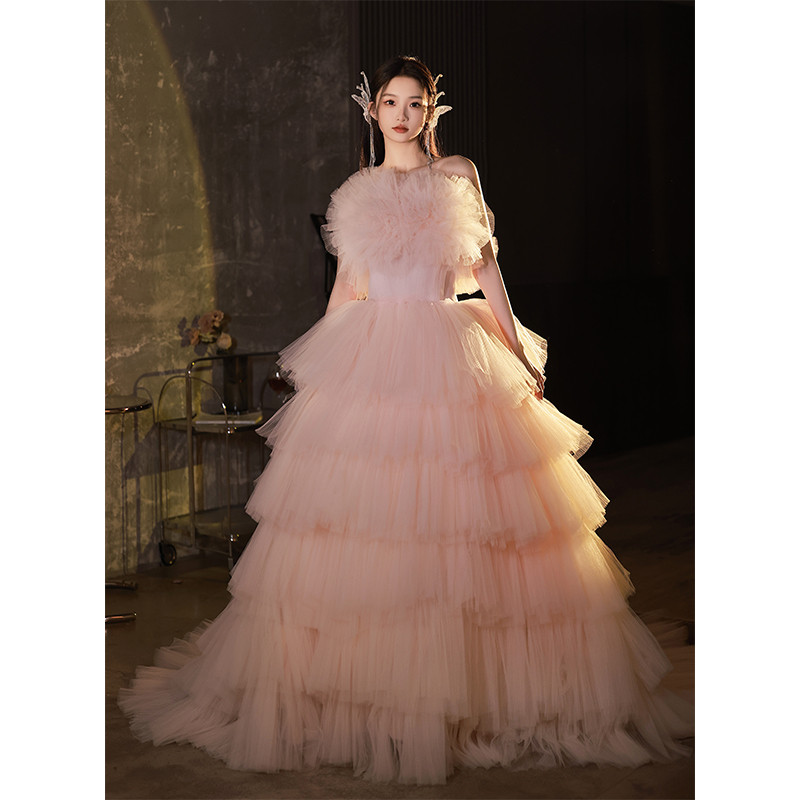 綺麗 ピンク ふわふわ ウェディングドレス プリンセス 花嫁 誕生日 成人式 二次会 前撮り 披露宴 08490
