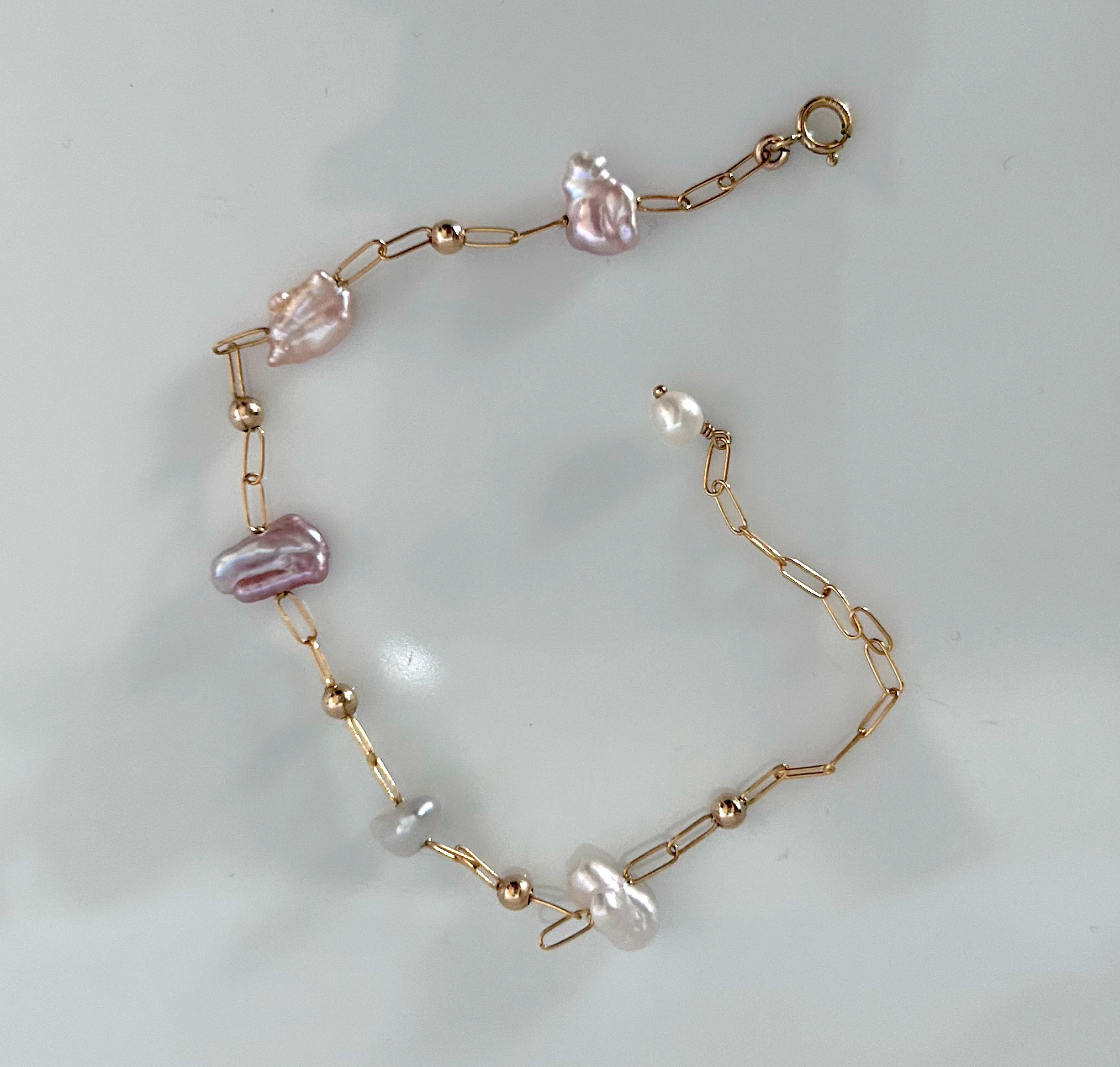 琵琶湖真珠ステーションブレスレット　パール　ゴールド　琵琶湖真珠　琵琶湖パール　国産　国産淡水真珠