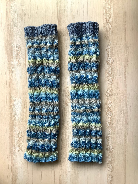 ソックヤーンのレッグウォーマー　手編み　#37 アームウォーマー 2枚目の画像