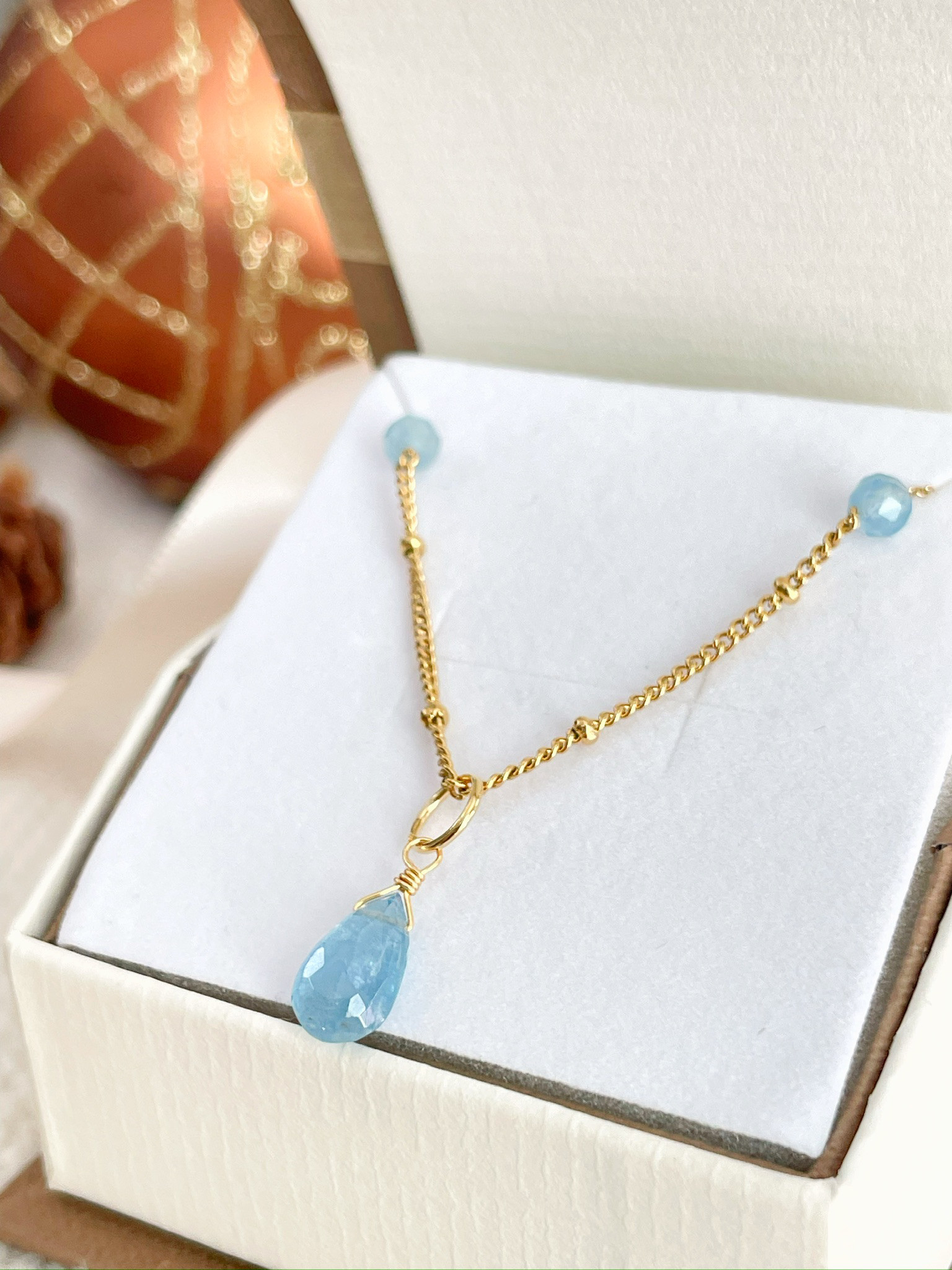 〈3月誕生石〉アクアマリンの天然石ネックレス｜誕生日プレゼント・ギフトに