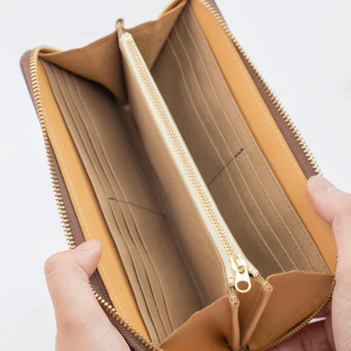 ヴァネッサ•ブリューノ　ヌバック長財布 永久無料保証】ラウンドファスナー長財布 ヌバックレザー