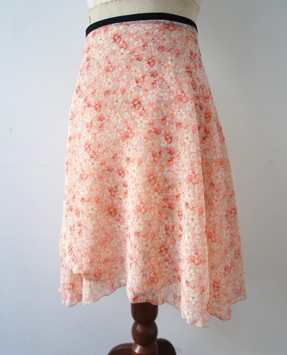 バレエ　ラップスカート[フラワー・ピンク67-126] A187flowerpink 3枚目の画像