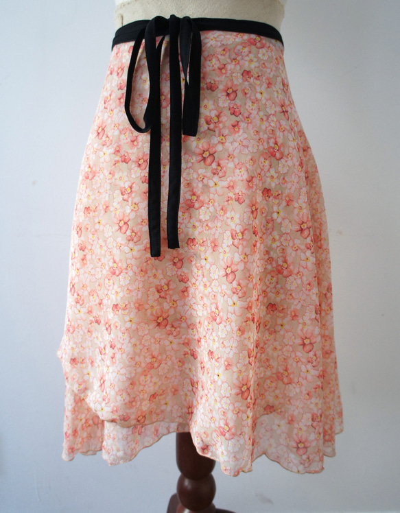 バレエ　ラップスカート[フラワー・ピンク67-126] A187flowerpink 1枚目の画像