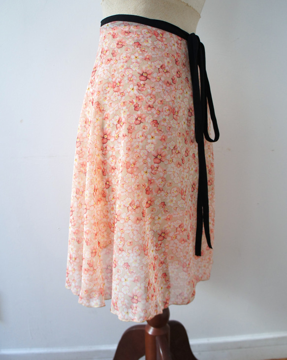 バレエ　ラップスカート[フラワー・ピンク67-126] A187flowerpink 5枚目の画像