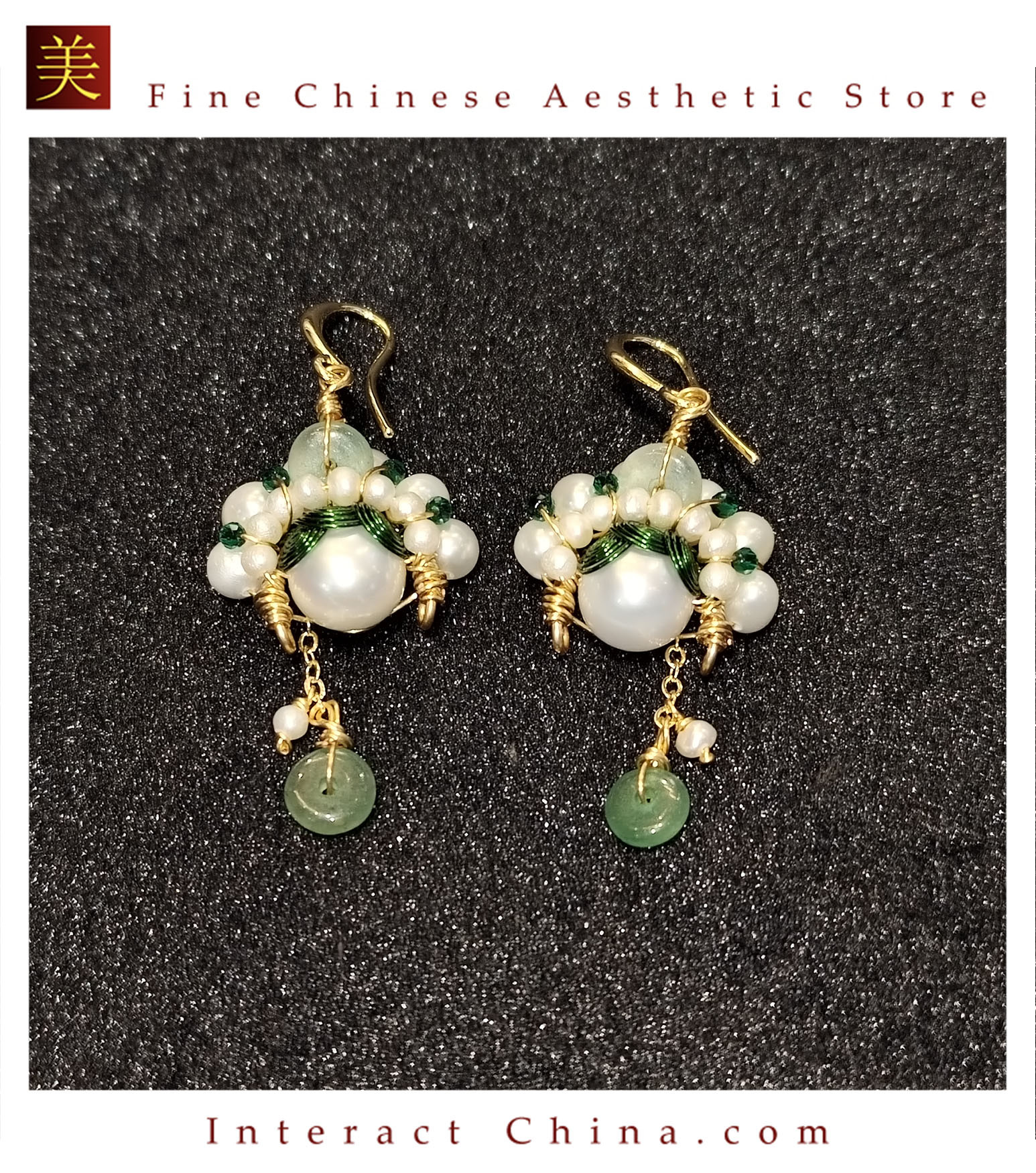 京劇刀馬旦ジュエリー 手作り金線編み 真珠飾り浙江手編み真珠イヤリング 和洋兼用#101