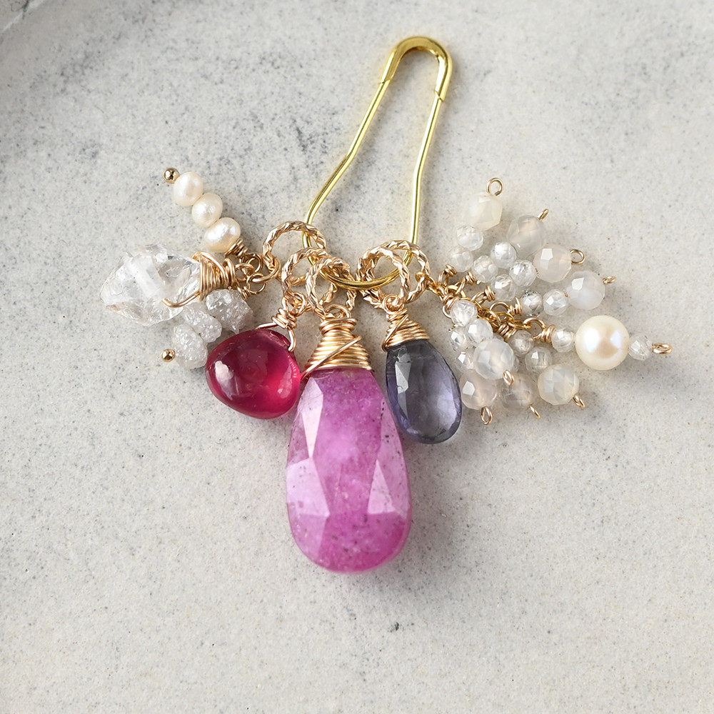 ネックレストップセット（ルビー・ハーキマーダイヤ・原石ダイヤ・アイオライト etc.）