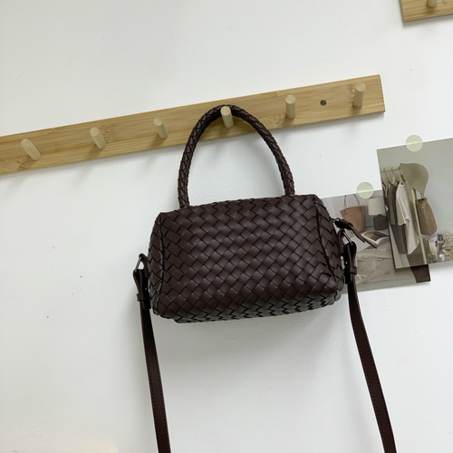 本革 編み込みミニボストンバッグ レディース ショルダーバッグ