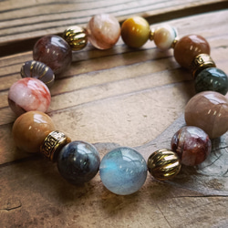 ◇天然カラー◇グリーンタイガーアイ（ウルフアイ）のブレスレット