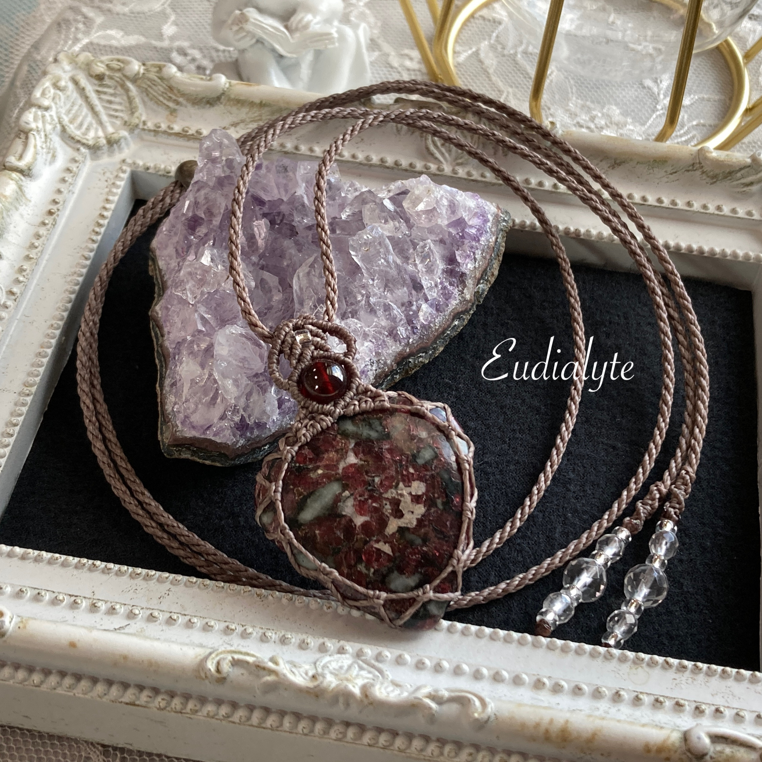 ユーディアライト　マクラメネックレス 金属アレルギー対応　ネックレス