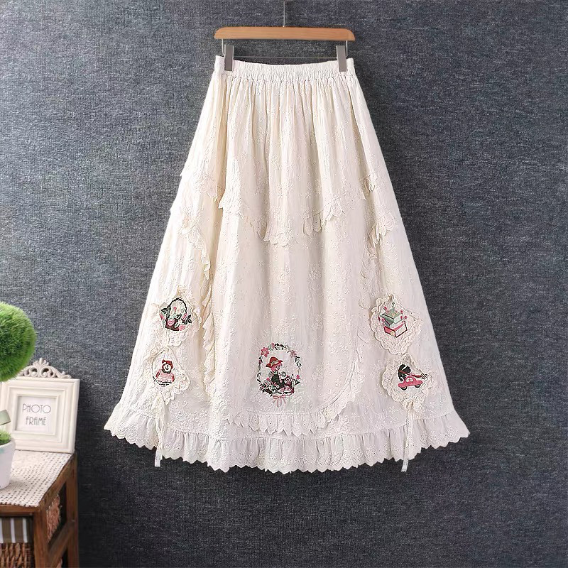 春、秋、夏、スカート、ポケットつき、かわいいスカート、刺繍 8,510円