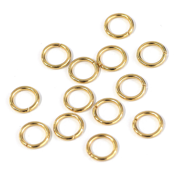 ess110-5 [約50個] 18KGP開口環，線徑：約1.0mm，外徑：約8mm，醫用級316L不鏽鋼 第2張的照片