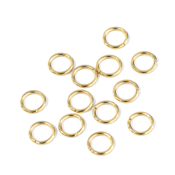 ess110-4 [約50個] 18KGP開口環，線徑：約1.0mm，外徑：約7mm，醫用級316L不鏽鋼 第2張的照片
