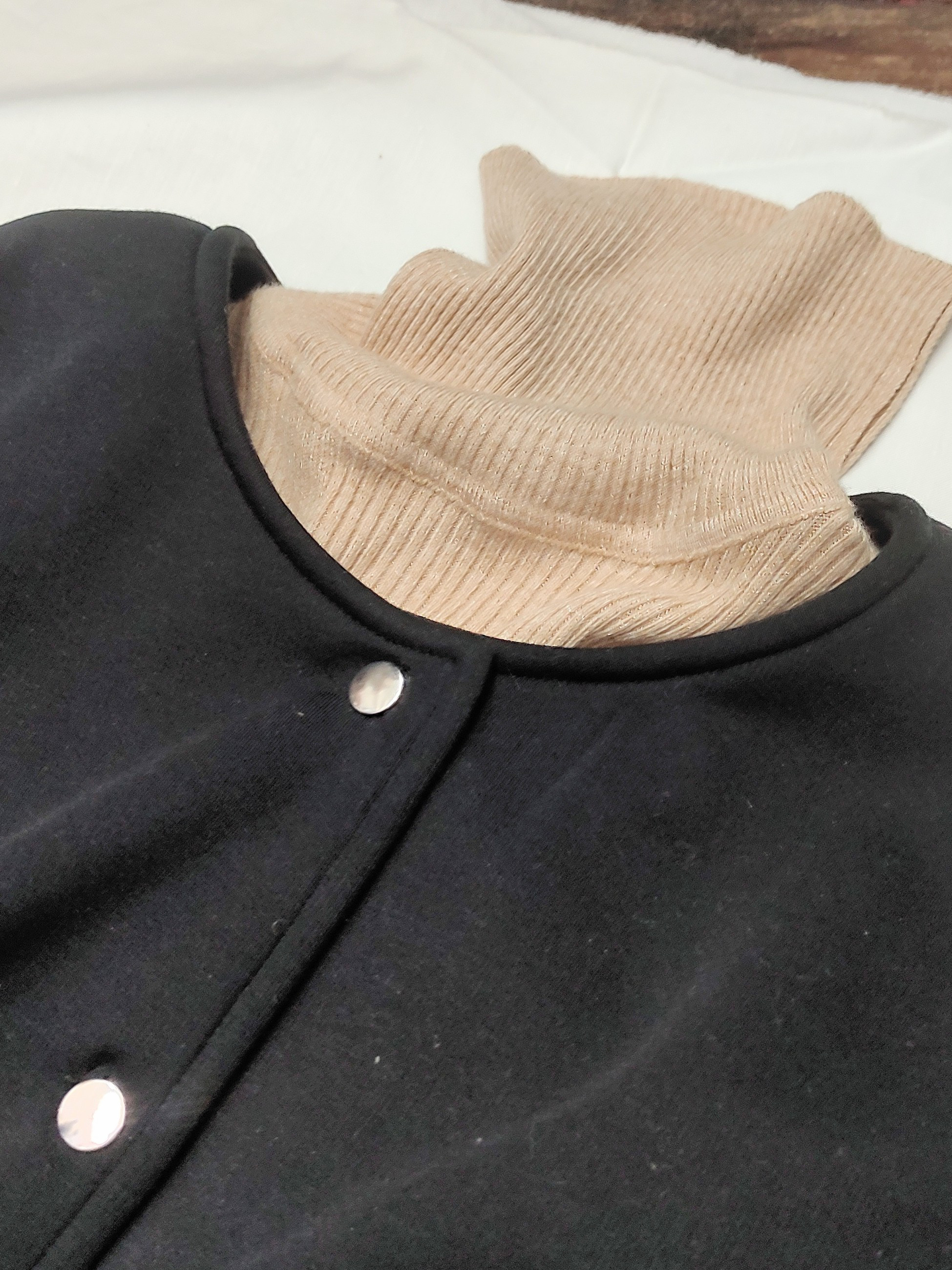 【最終SALE　裏起毛ミドル丈ガーデ】　ブラック　日本製