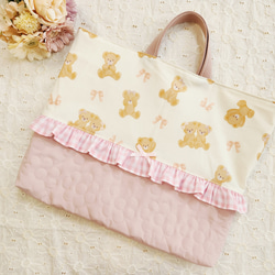 入園グッズ 入学グッズ レッスンバック 女の子 リボン柄 ハート 通園