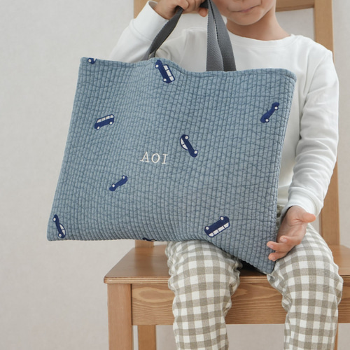 くるま とブルー が好き。名入れできる入園入学セット。ぼく、わたし