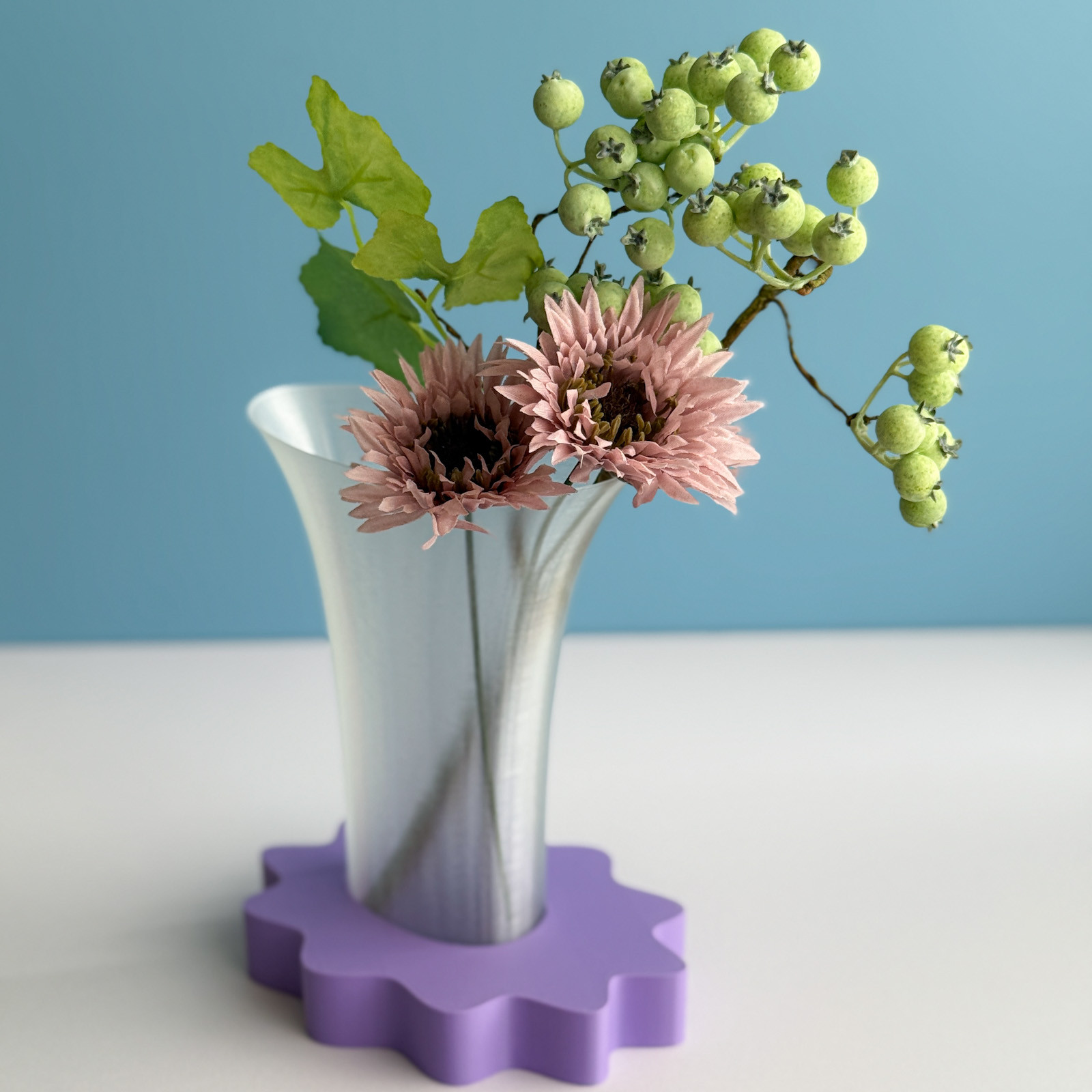 Flare Vase/ Wavy Plate｜フラワーベース（カラー:クリア）と選べるプレートのセット 4,000円