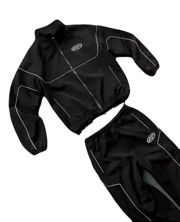 ブラック ナイロンジャケット セットアップ y2k opium セットアップ