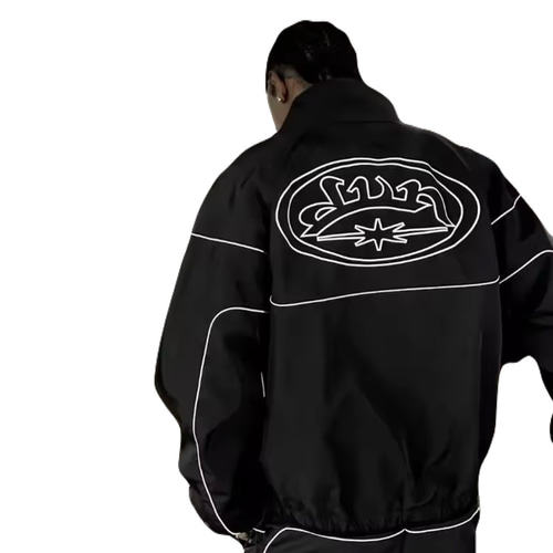 ブラック ナイロンジャケット セットアップ y2k opium セットアップ