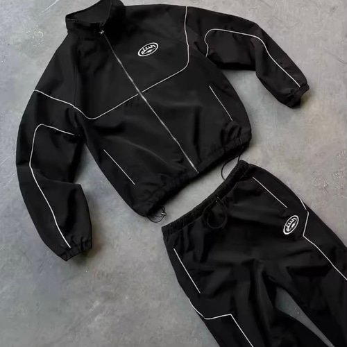 ブラック ナイロンジャケット セットアップ y2k opium セットアップ