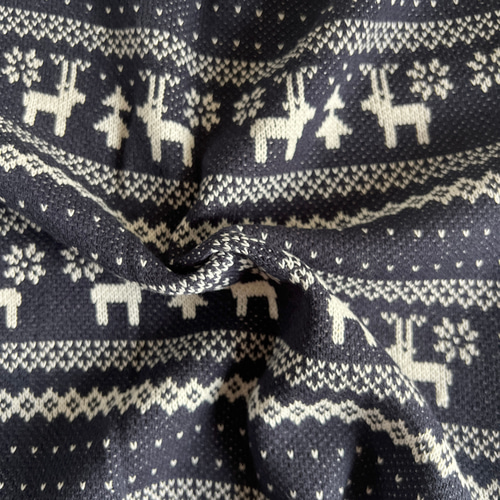 ジャガードニット生地（ノルディック柄・トナカイとツリー）韓国生地 4